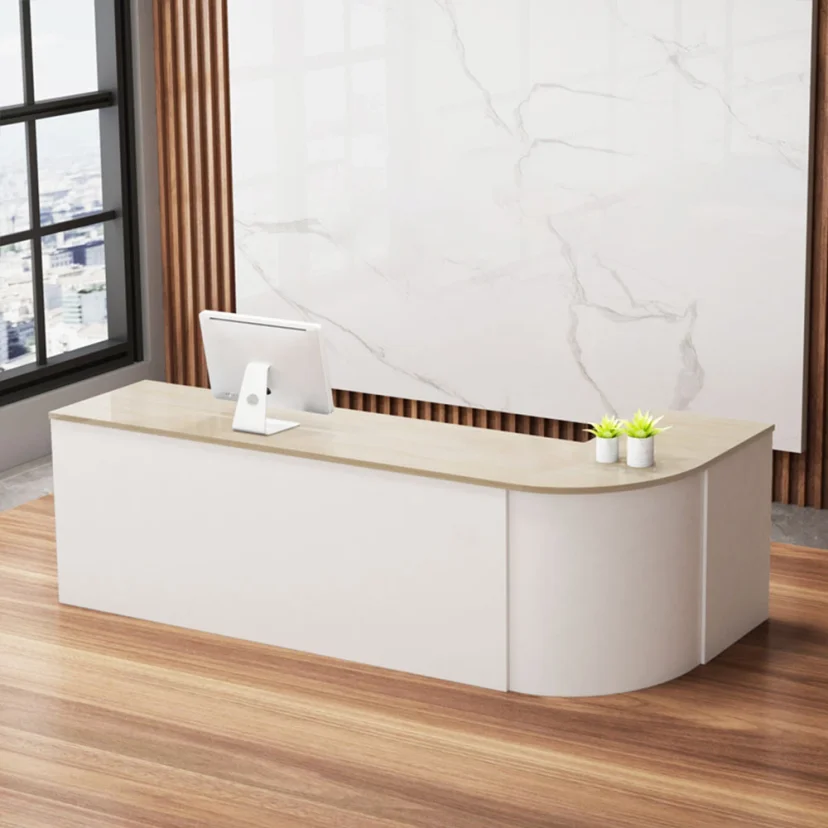 Minimalist Curved Corner Reception Desk