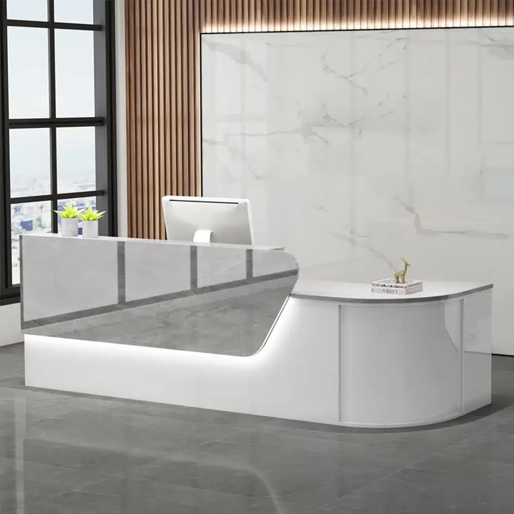 Modern Split Curve Office Front Desk - Maoters