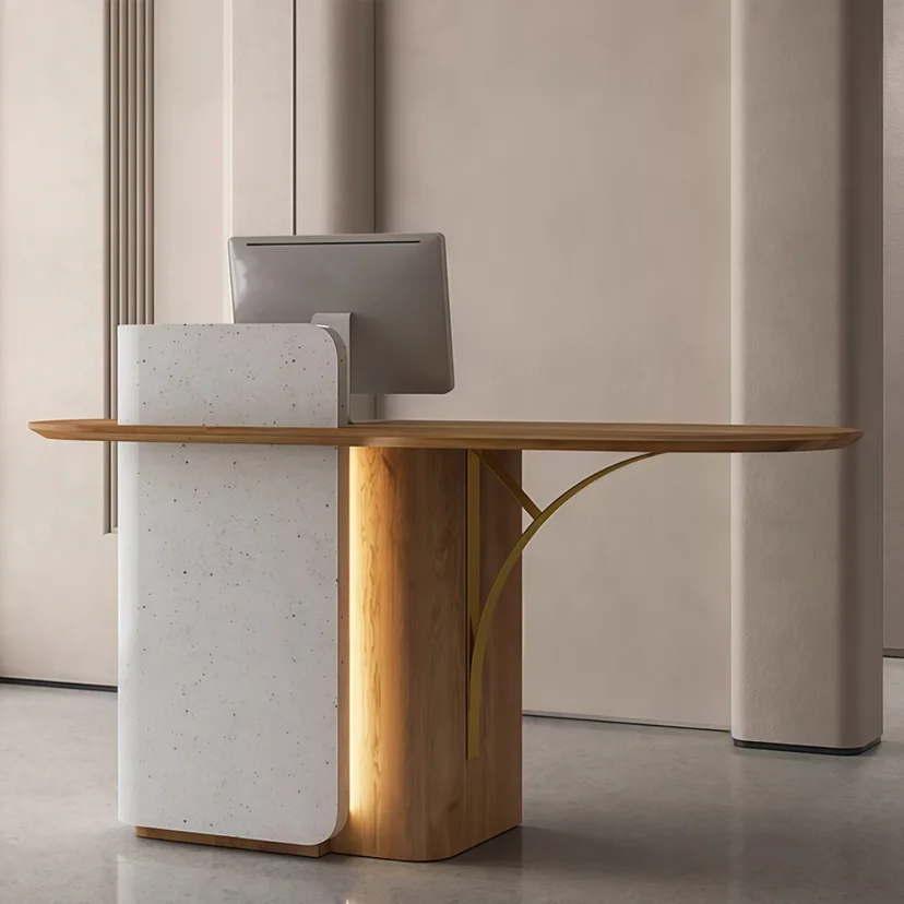Minimal Curved Edge Commercial Reception Desk - Maoters