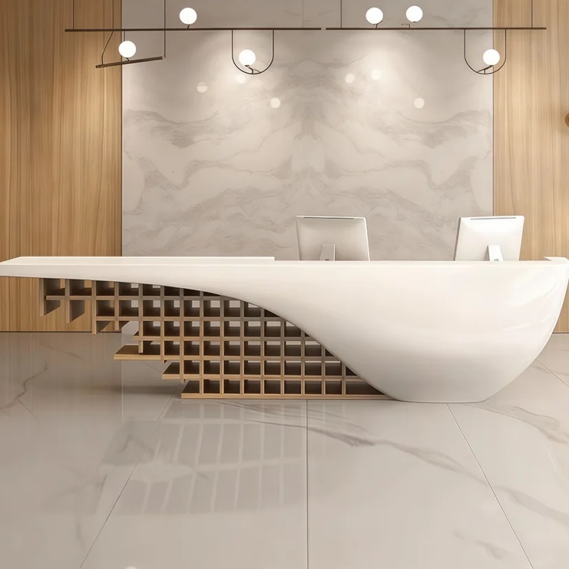 Sculptural Reception Desk with Soft Curve - Maoters