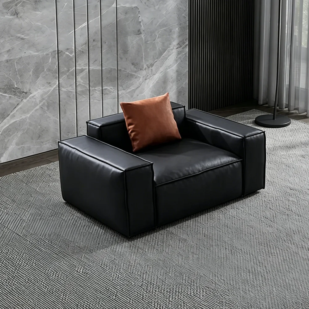 Modern Black Leather Lounge Chair - Maoters