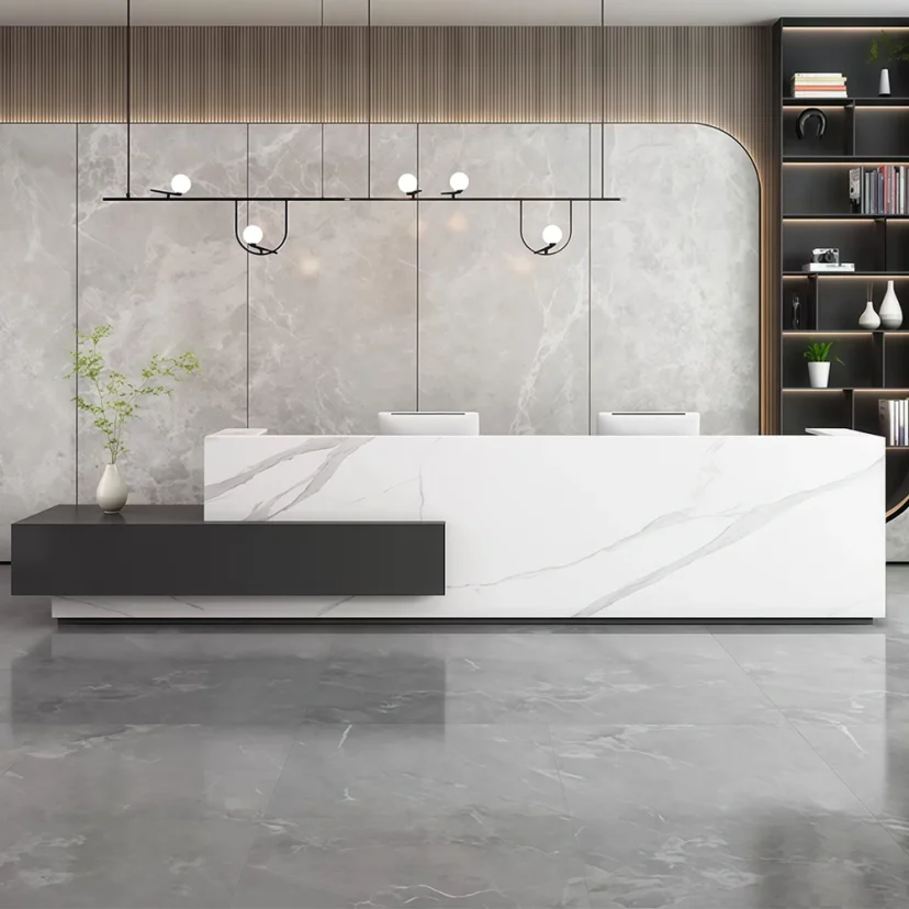 Linear Reception Desk with Side Extension - Maoters