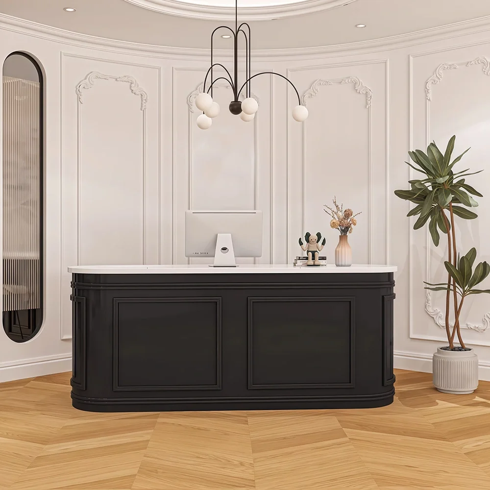 Retro Rounded-Edge Reception Desk - Maoters