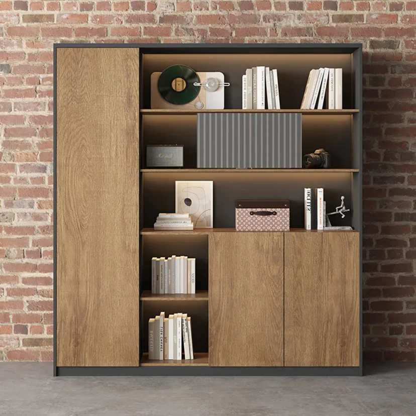 Wooden Office Cabinet with Partition Shelves
