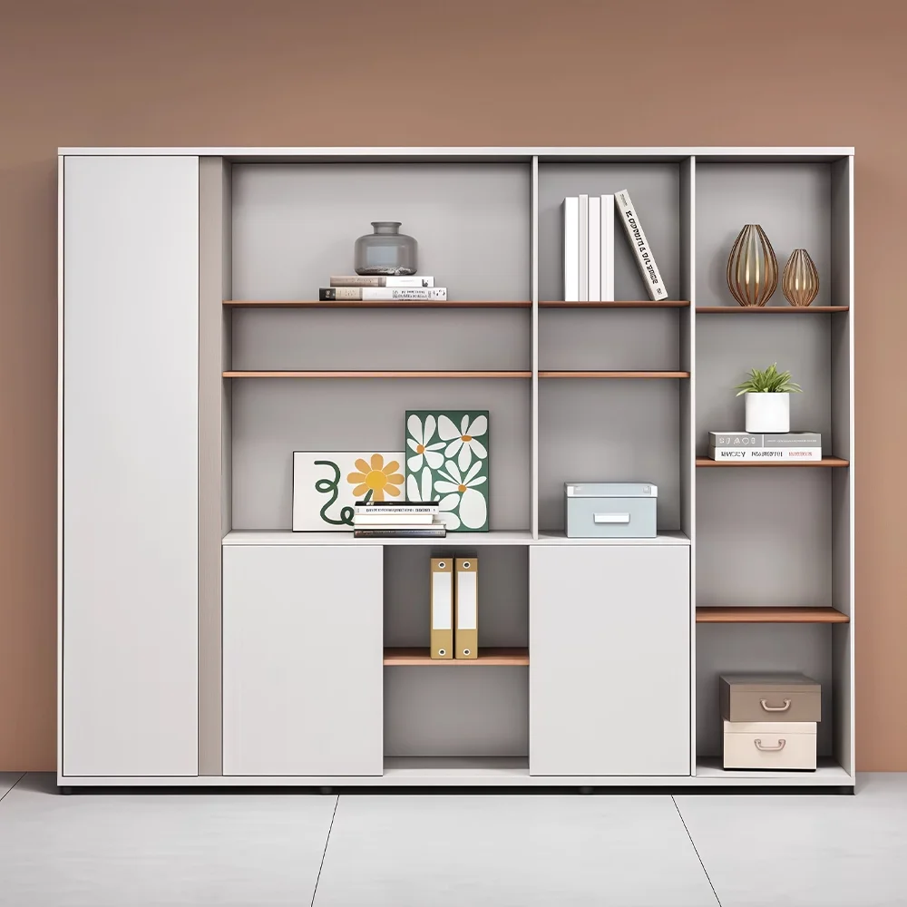 Modern Office Storage Cabinet with Open Shelves