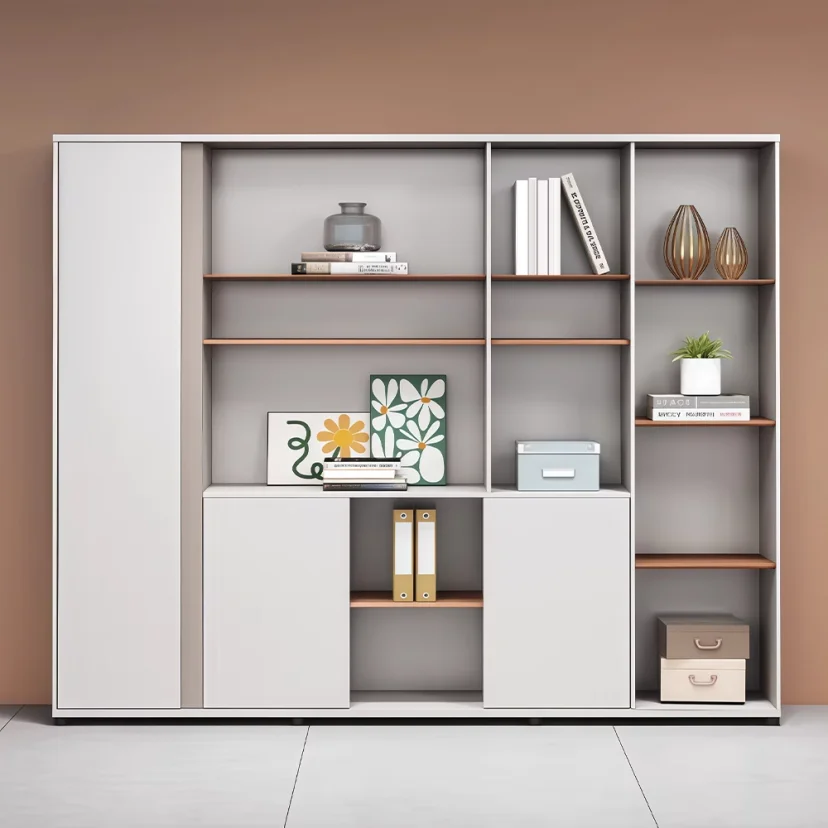 Modern Office Storage Cabinet with Open Shelves