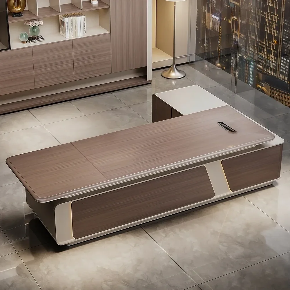 Executive Desk With Wood-Grain Finish - Maoters