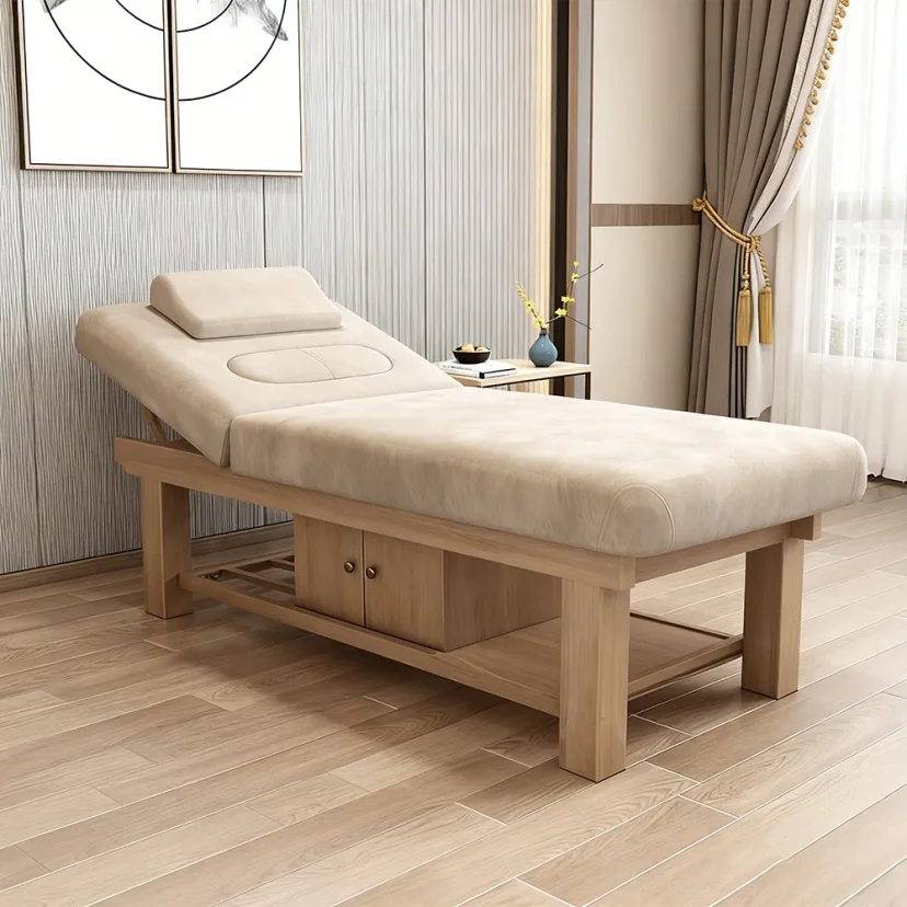 Multifunctional Wooden Beauty Bed for Spa Facial