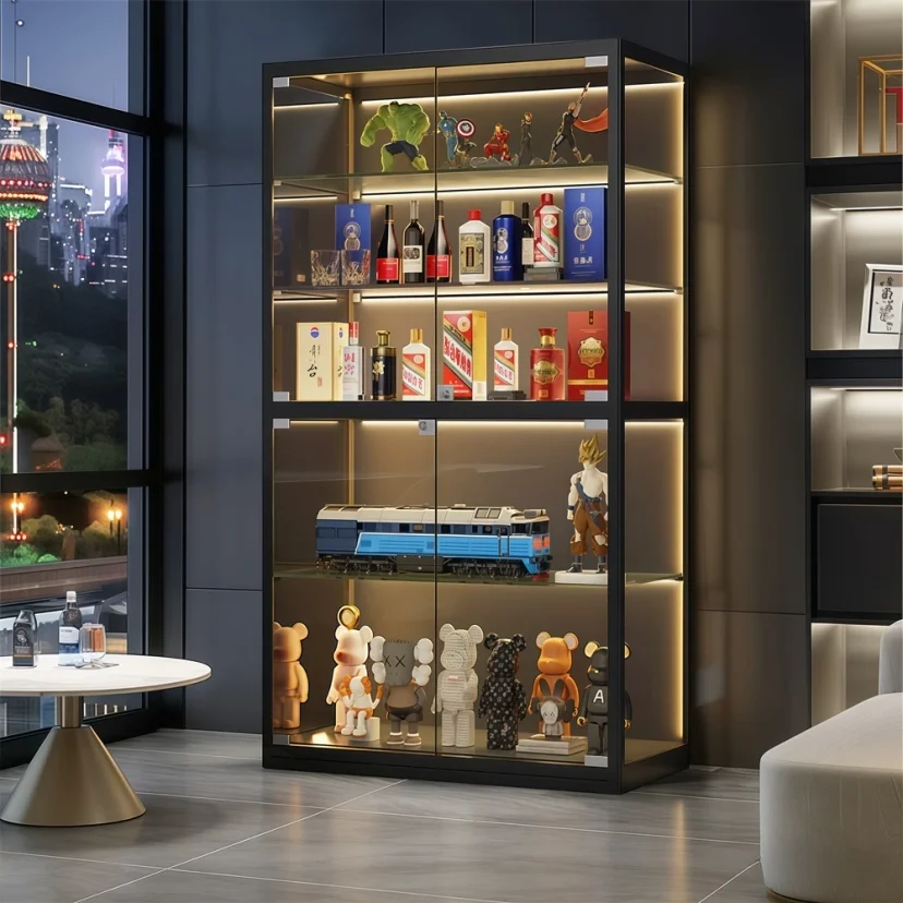 Dustproof Glass Showcase with Lock for Home