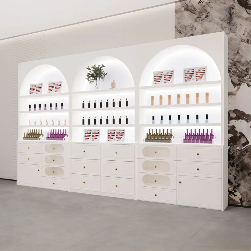Tall Nail Salon Display Cabinet for Cosmetics