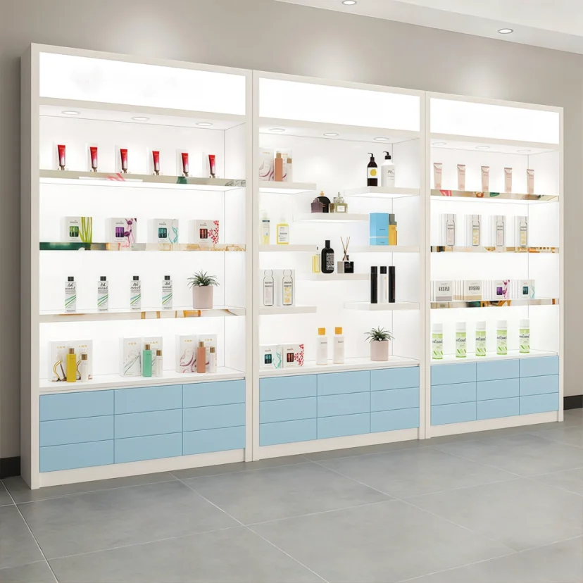Minimalist Glossy Skincare Display Showcase