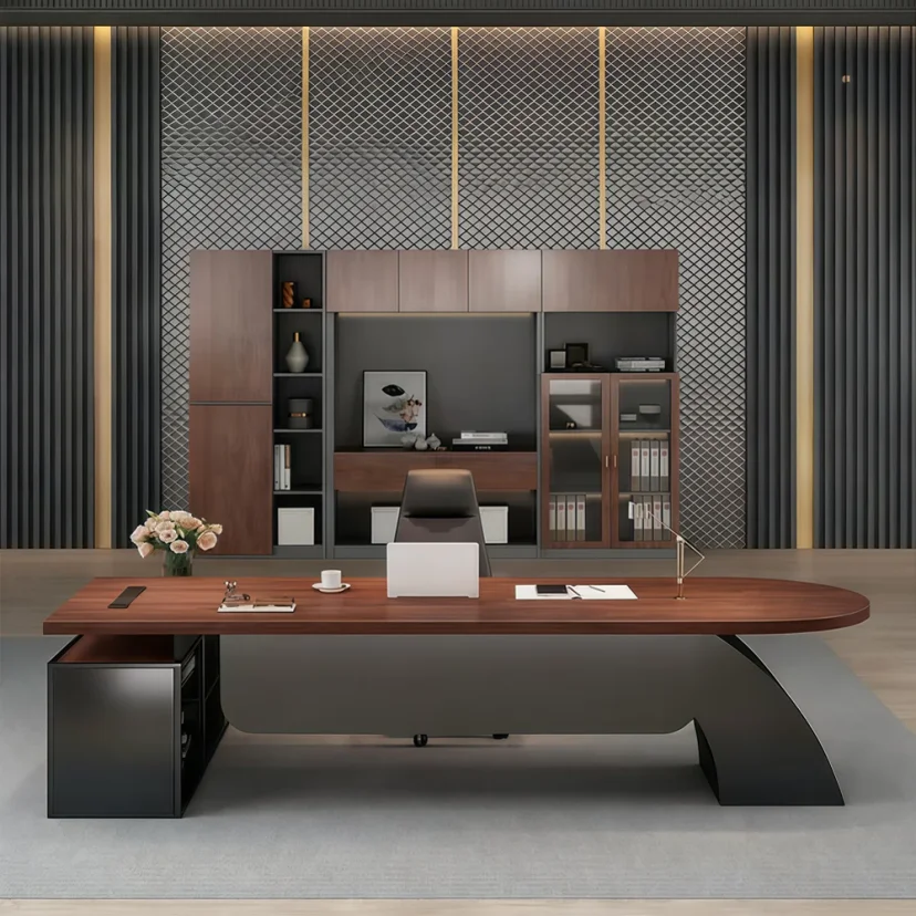 Modern Workspace Curved Base Desk - Maoters