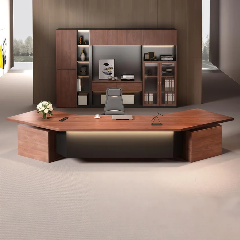 Spacious Office Hexagon LED Executive Desk - Maoters
