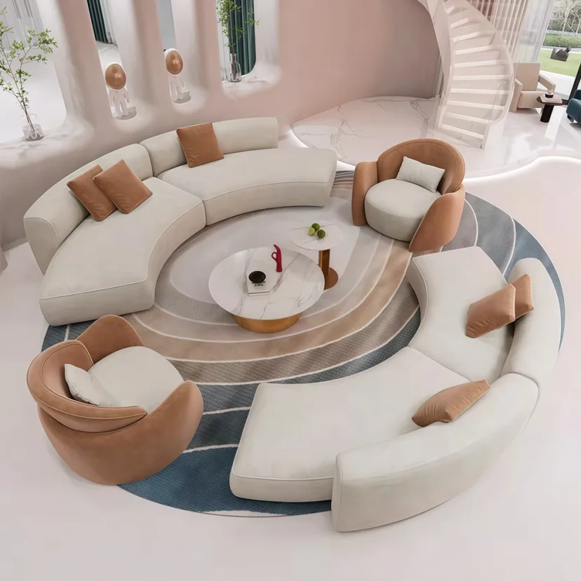 Curved Reception Sofa for Beauty Salon