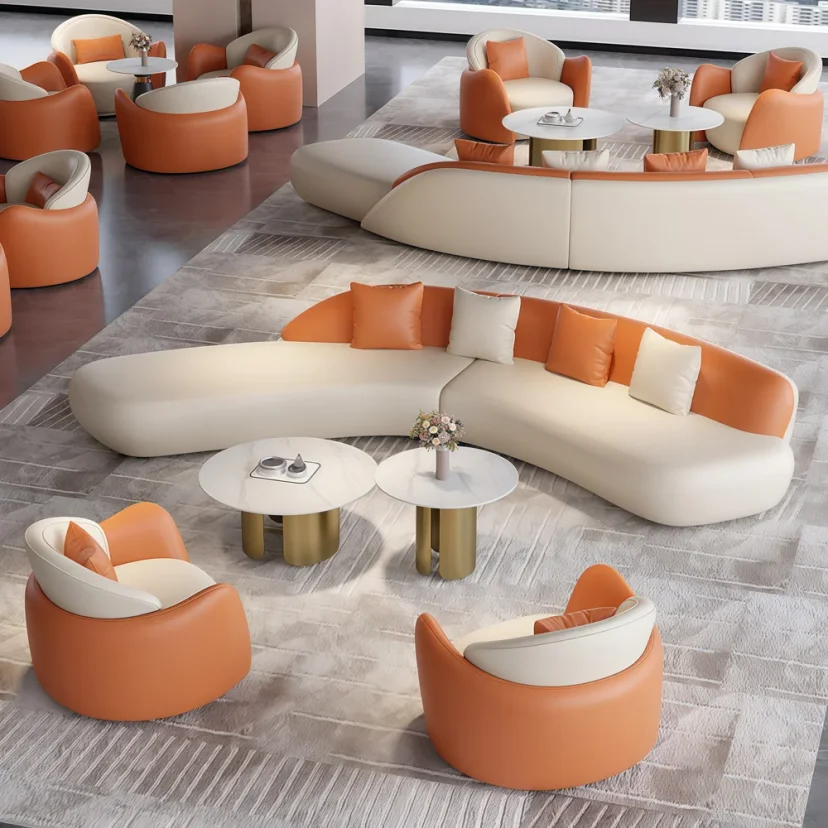 Curved Reception Sofas Modern Ergonomic Seating