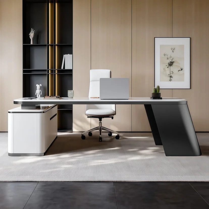 Modern Affordable Luxury L-Shaped Sintered Stone Desk - Maoters