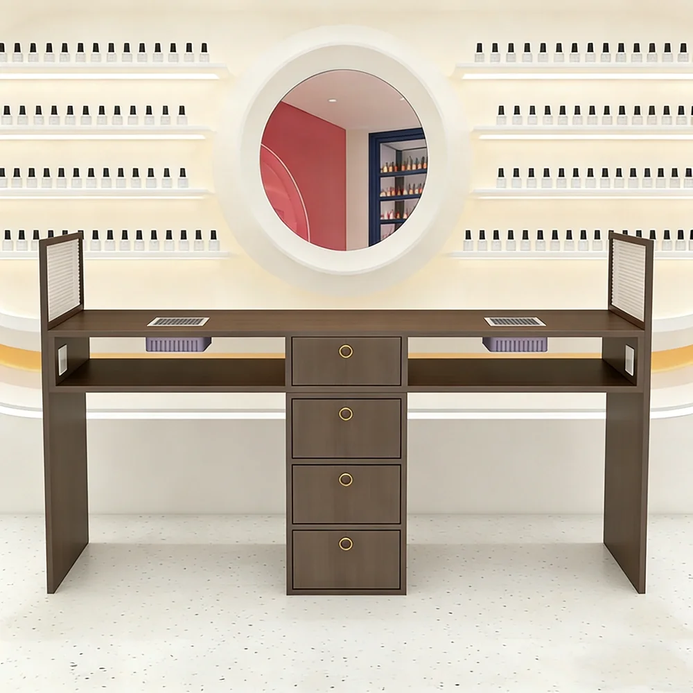Classical Nail Table with High Side Panels and Vacuum