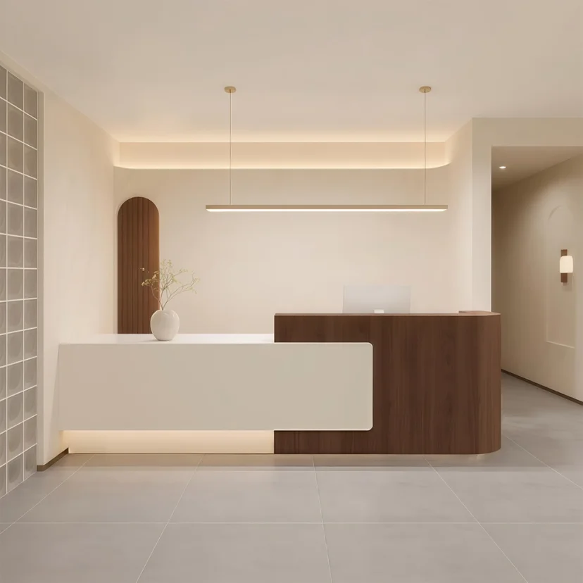 Minimalist Wood Grain Reception Desk - Maoters