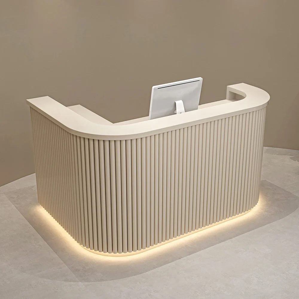 Modern Curved Fluted Reception Desk - Maoters