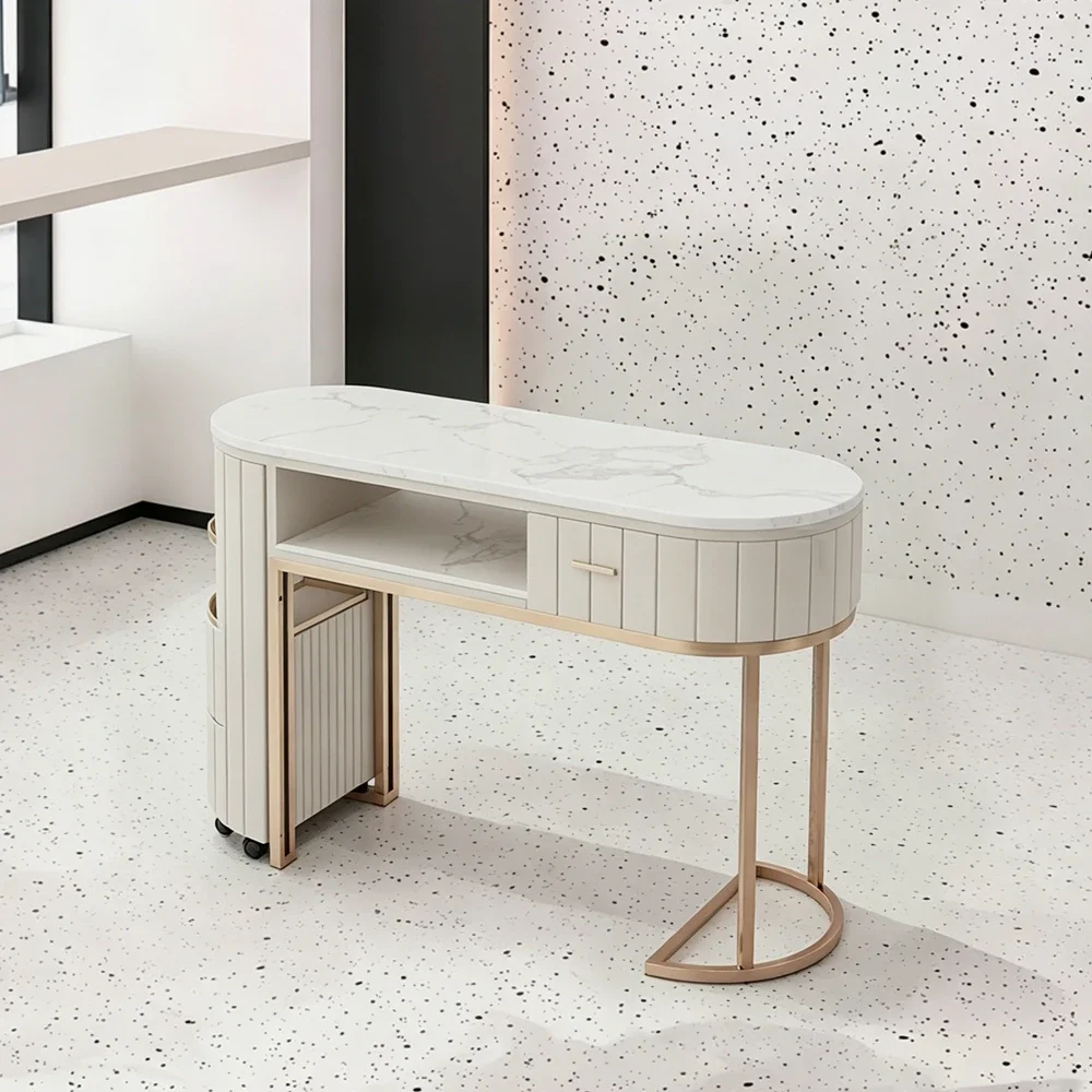 Round Double Nail Desk Set with Vacuum