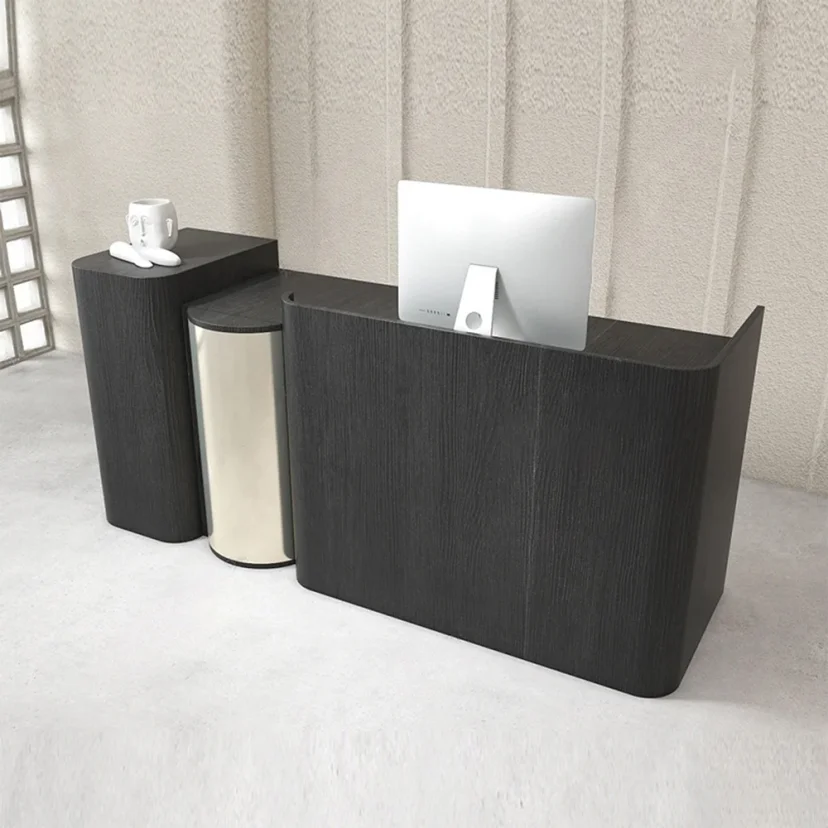 Metallic Accent Reception Desk for Hotel Lobbies – Maoters
