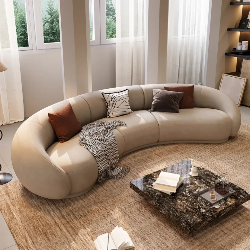 Curved luxury sofa – a creative choice for hotel lobbies