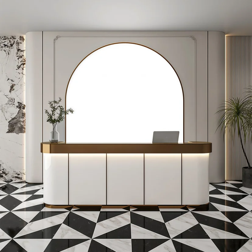 Modern Stainless Steel Reception Desk - Maoters