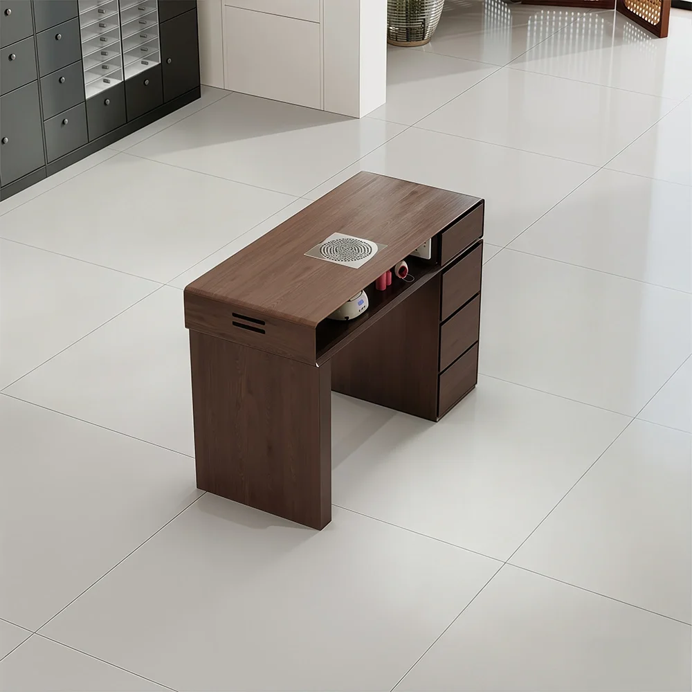 Vintage Wood Manicure Desk Built-in Vacuum