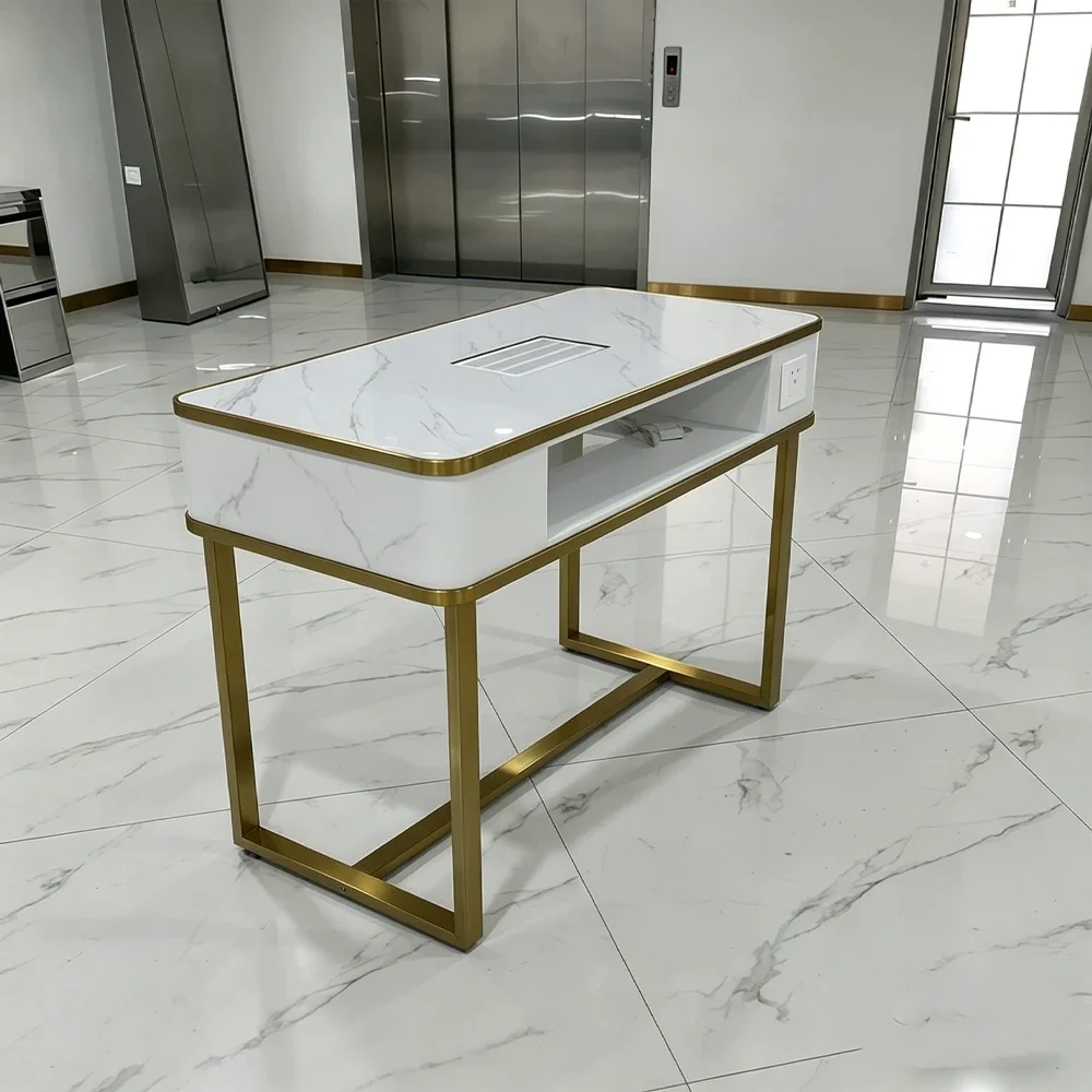 Modern Marble Manicure Desk with Vacuum Drawers