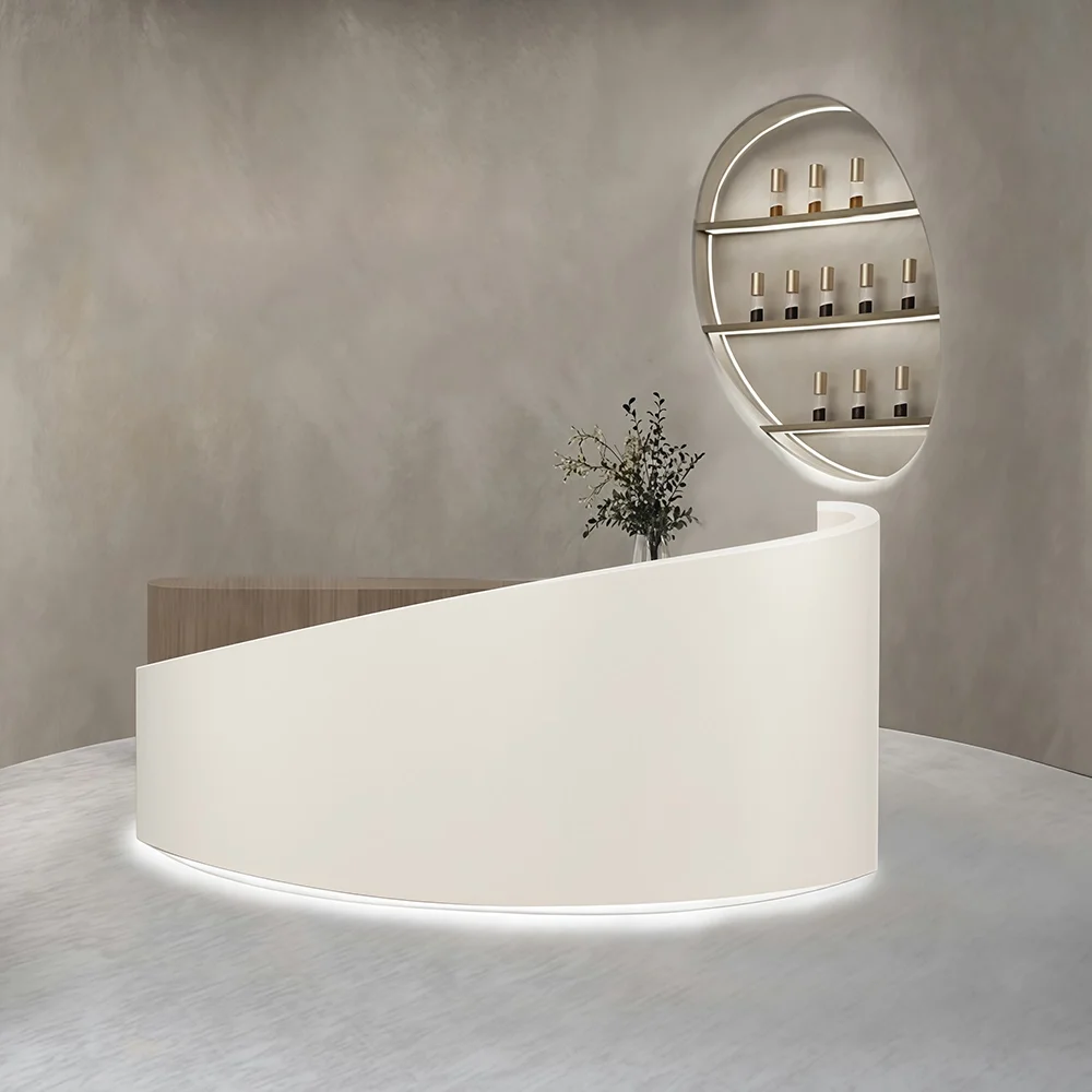 Modern Minimalist Curved Reception Desk - Maoters