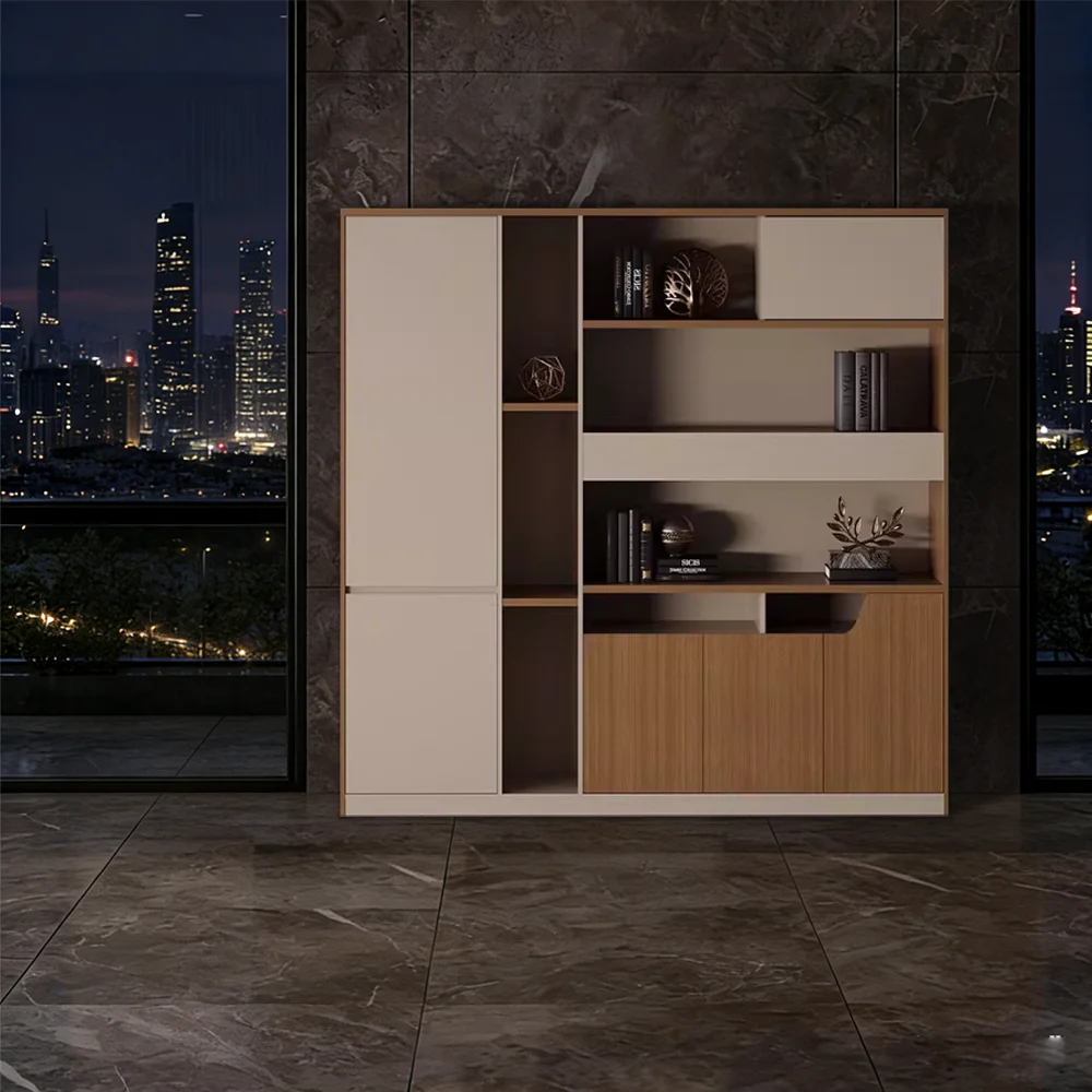 Luxury Wood Grain Filing Cabinet With Lights