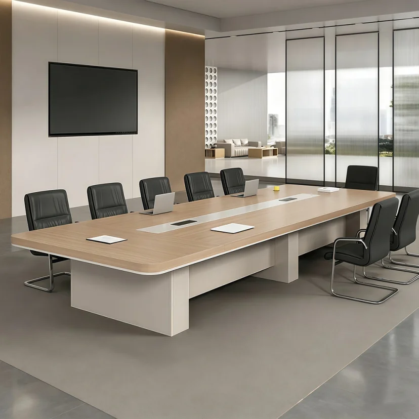 Sleek Rectangular Conference Table – Modern Office Furniture for Meetings & Negotiations