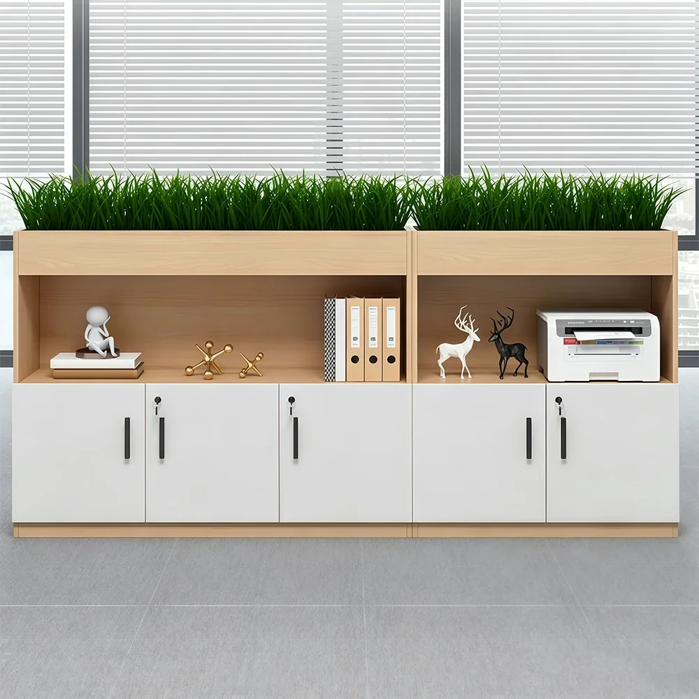 Wooden Office File Cabinet with Planter Box