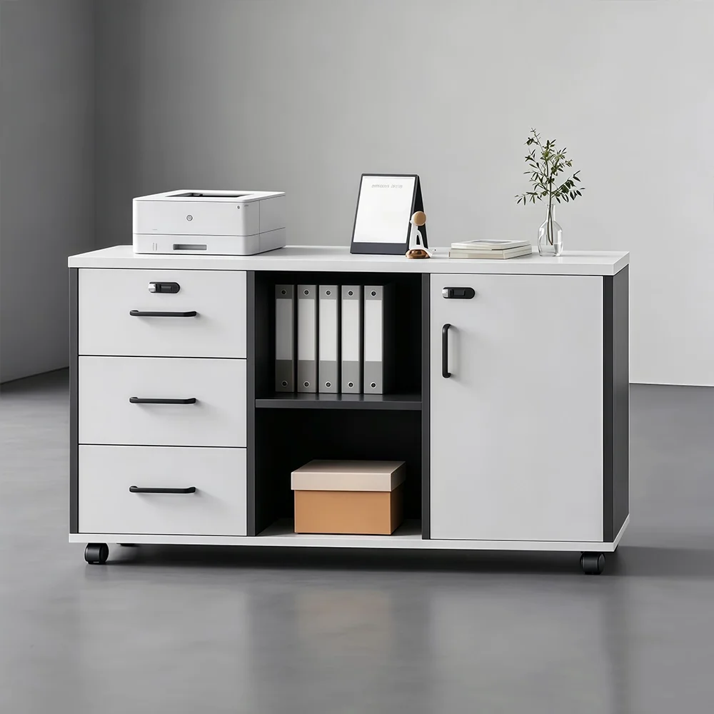 Modern Mobile File Cabinet with Lock Drawers