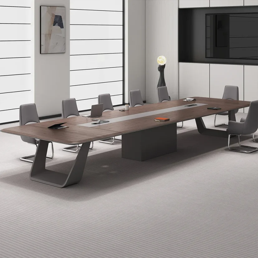 Modern Luxury Wood Conference Table with Cable Management - Maoters
