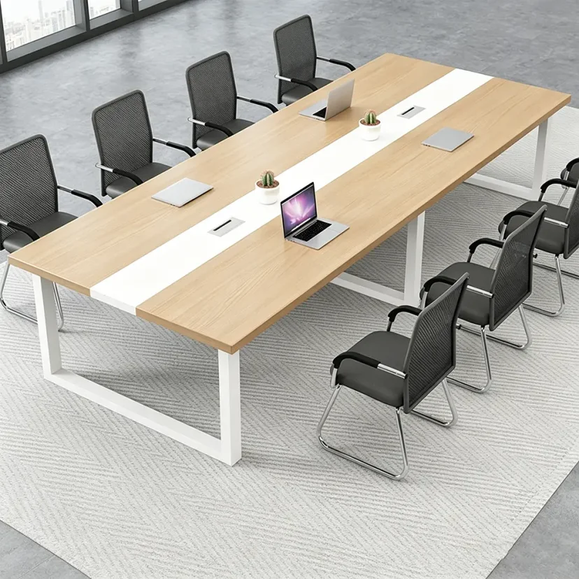 Workplace Light Wood Long Conference Table - Maoters