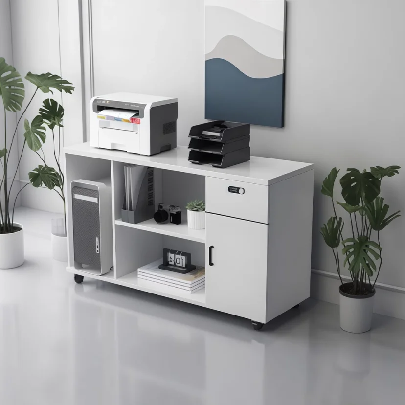 White Office Cabinet for Printer and Files