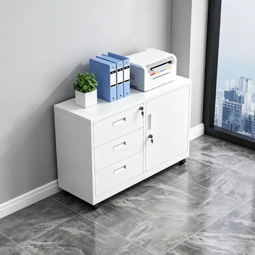 Mobile Metal Filing Cabinet with Lock Drawers