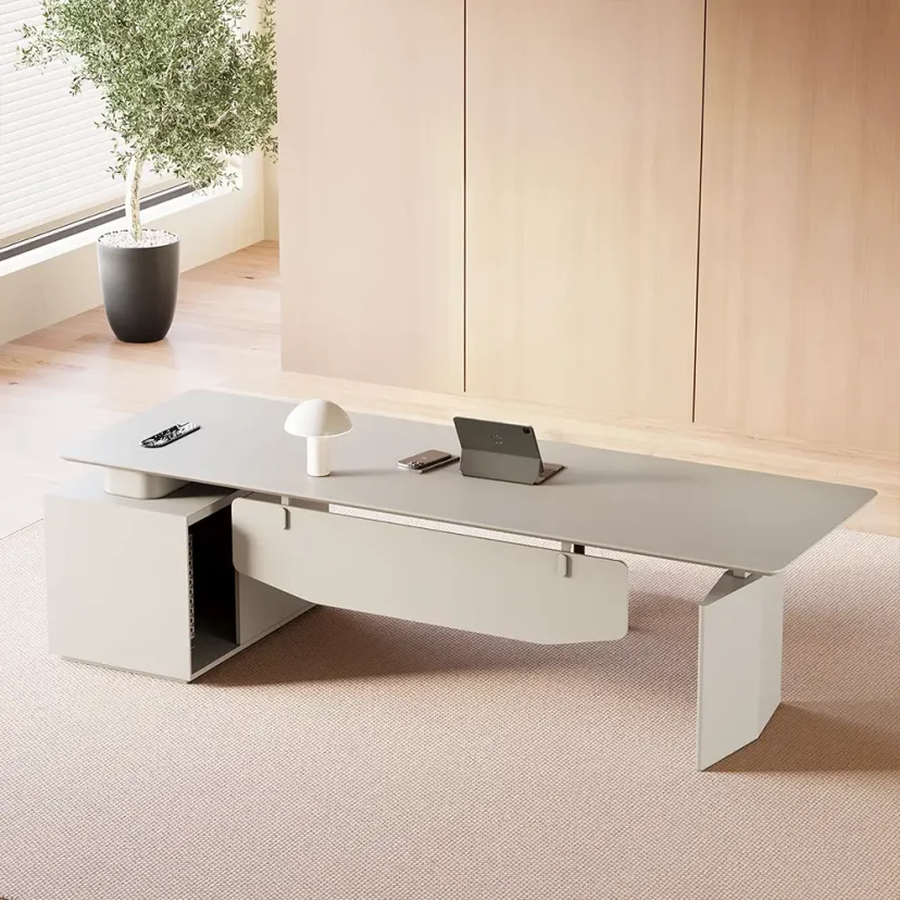 Elegant Light Luxury Office Desk — Simple Modern Design for Professional Home Office