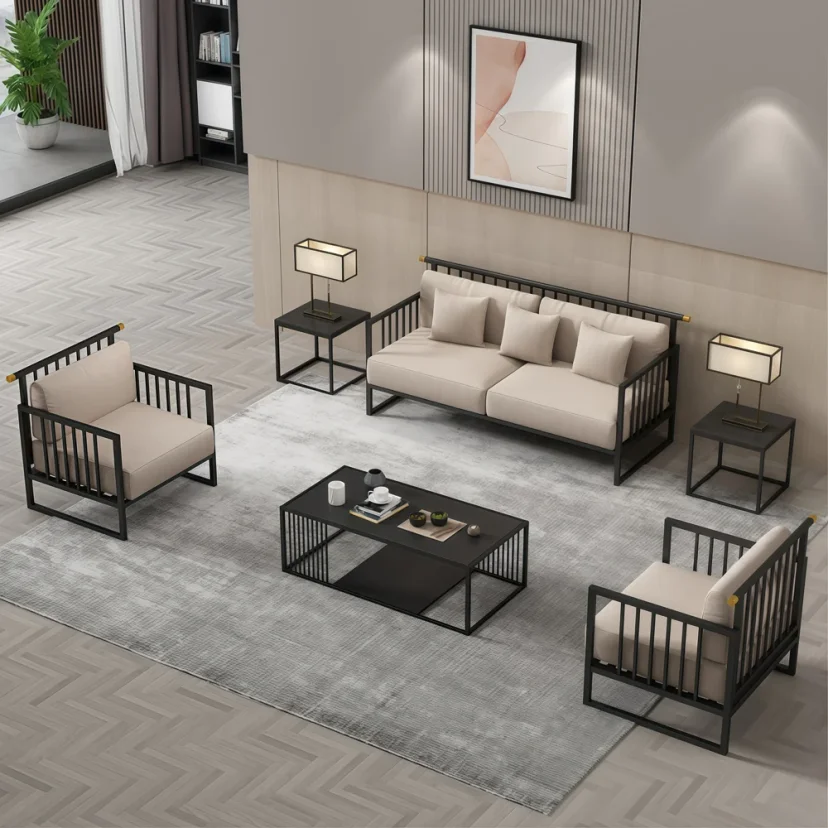 Minimalist Modern Metal-Frame Sofa