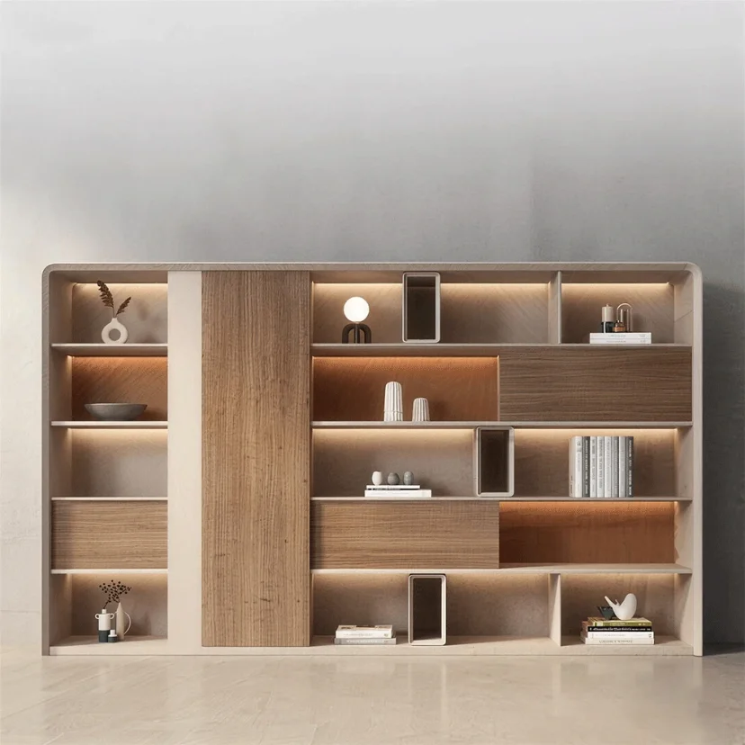 Light Luxury Wood Bookcase File Cabinet