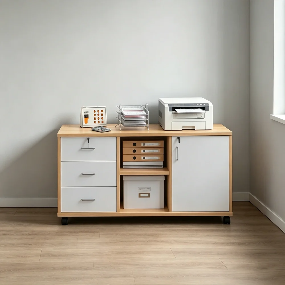 Mobile Lockable Low Office Cabinet