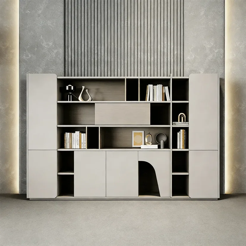 Modern Open Bookcase Backdrop File Cabinet