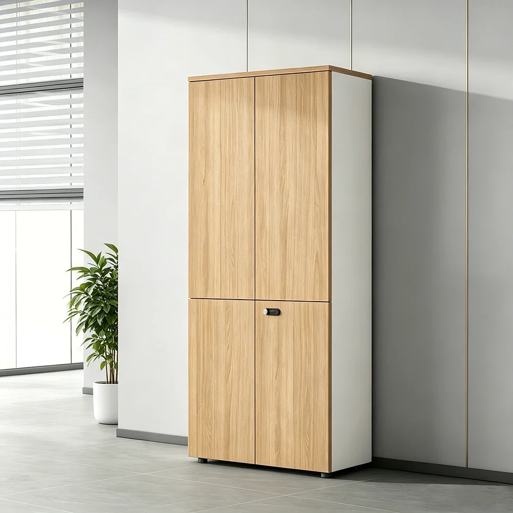 Locking Office Filing Cabinet with Bookshelf Design