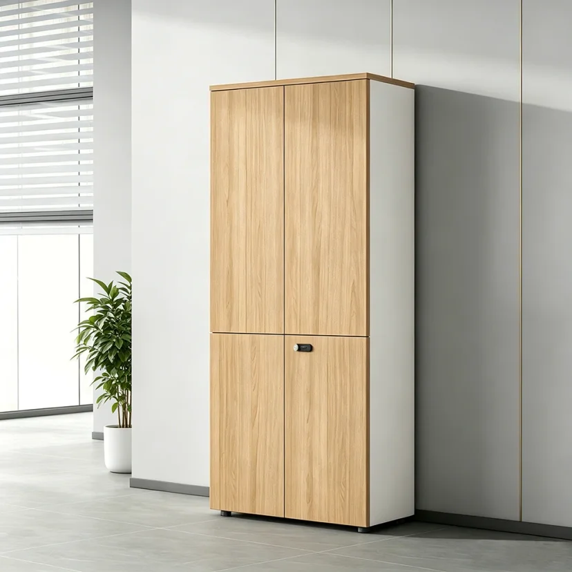 Locking Office Filing Cabinet with Bookshelf Design