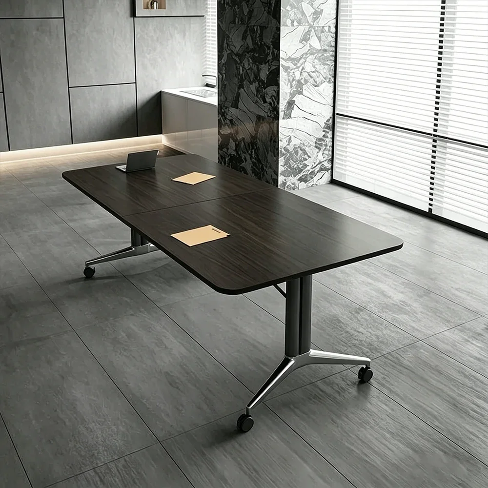 Office Dark Wood Rolling Conference Table - Maoters