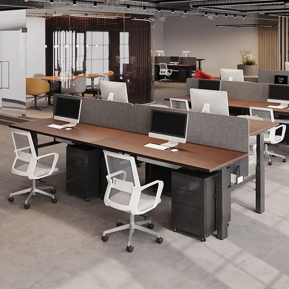 Electric Dual Desk with Privacy Panel