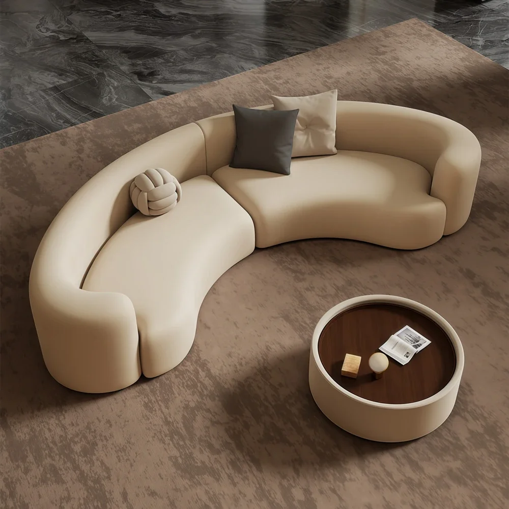 Reception Seating with Curved Sofa – Welcoming & Space-Efficient Design