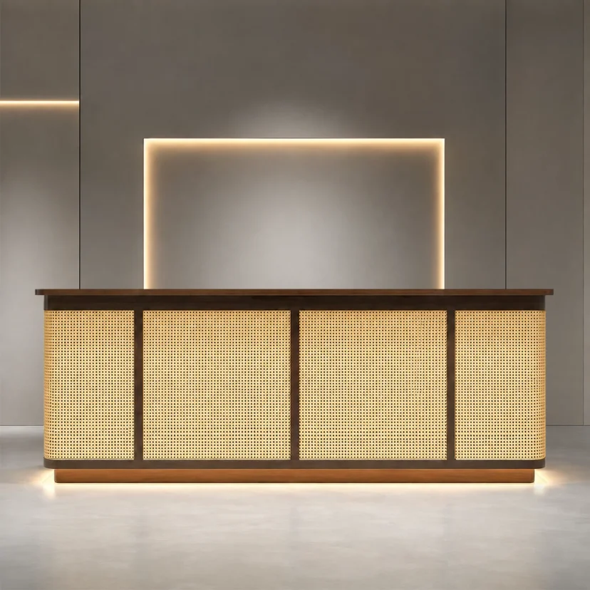 Wabi-sabi Style Reception Desk Made Of Rattan