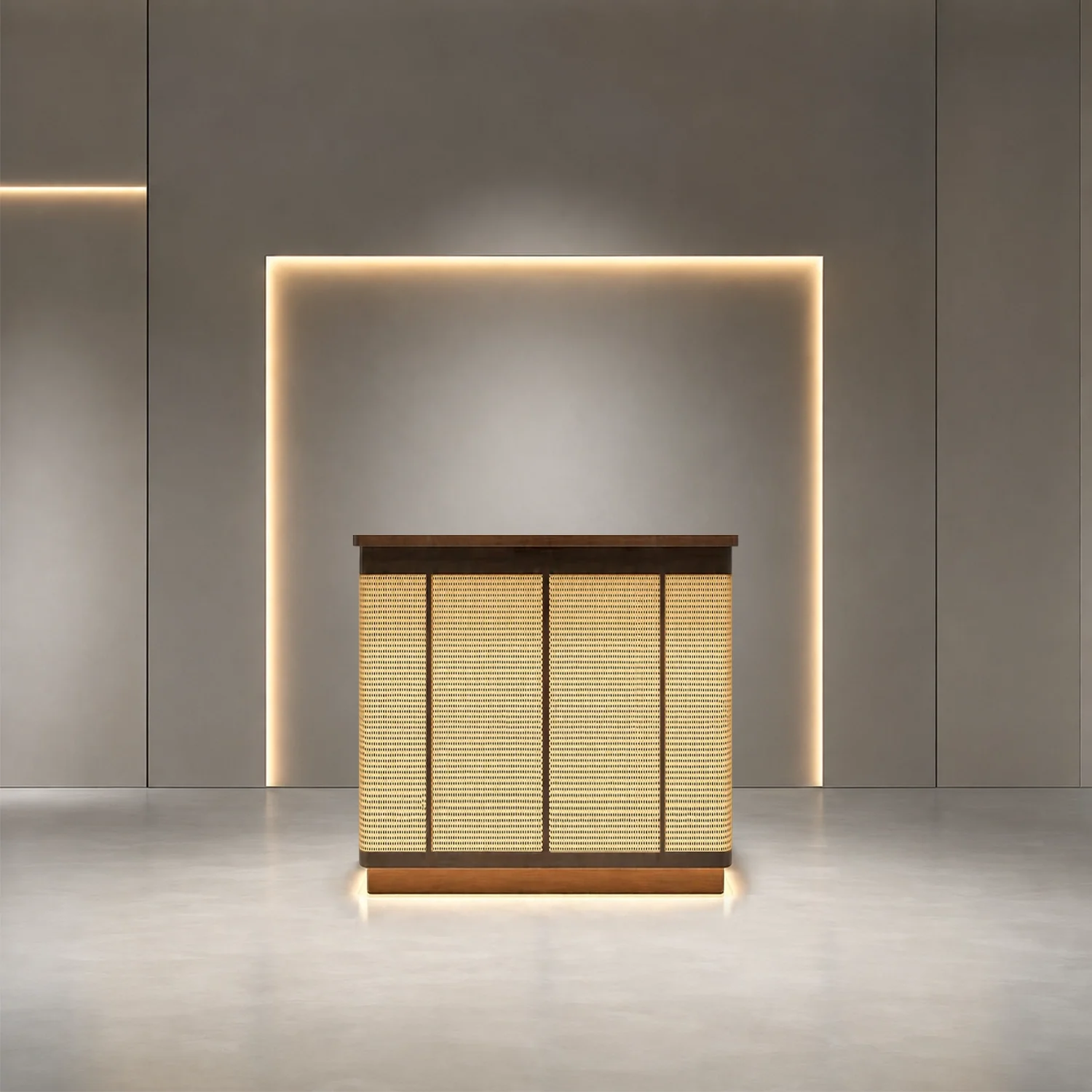 Wabi-sabi Style Reception Desk Made Of Rattan